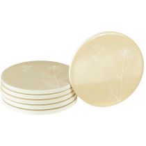 Article Dessous de plat Motif oiseau Marron Blanc Ø11cm 6 pcs