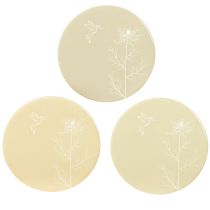 Article Dessous de plat Motif oiseau Marron Blanc Ø11cm 6 pcs