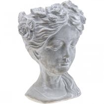 Jardinière béton tête de femme tête de femme lavée blanc H34cm