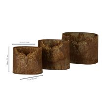 Article Pots décoratifs ovales en métal avec motif de cerf 24cm rouille set de 3