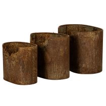 Article Pots décoratifs ovales en métal avec motif de cerf 24cm rouille set de 3