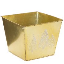 Article Pots décoratif en métal motif sapin scintillant 18 cm doré