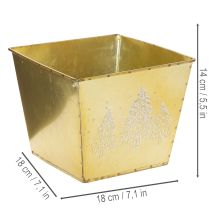 Article Pots décoratif en métal motif sapin scintillant 18 cm doré