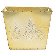 Article Pots décoratif en métal motif sapin scintillant 18 cm doré