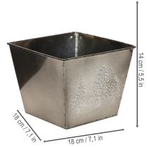 Article Cache-pot carré en métal avec motif sapins 18cm