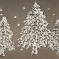Article Cache-pot ovale en zinc avec motif sapins en relief 25 cm