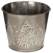 Article Cache-pot en métal avec motif sapins scintillants 13 cm