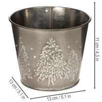 Article Cache-pot en métal avec motif sapins scintillants 13 cm