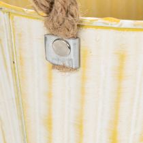 Article Pot en métal jaune avec poignées en corde style Shabby Chic Ø18cm H17,5cm