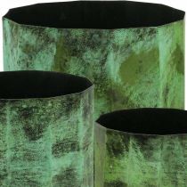 Cache-pot métal vert Ø26cm/20cm/16cm set de 3