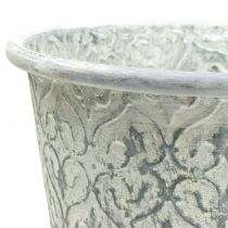 Article Pot en zinc avec décor crème lavé Ø19cm H20cm
