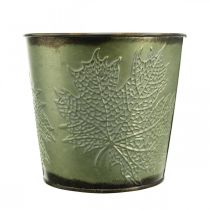 Article Jardinière à décor de feuilles, vase en métal pour l'automne, seau à plantes vertes Ø10cm H10cm