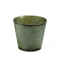 Cache-pot avec décoration d&#39;automne, décoration en métal, jardinière d&#39;automne verte Ø18.5cm H17cm