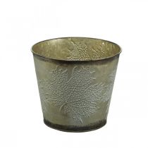 Seau à plantes à décor de feuilles, vase en métal, automne doré Ø18cm H17cm