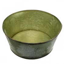 Article Coupe à Plantes en Métal Vert avec Motif Feuilles d’Érable – Diamètre 25 cm, Hauteur 11 cm