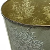 Article Pot décoratif métal feuilles d'automne dorées Ø25,5cm H22cm