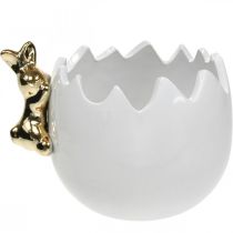 Bol de Pâques bol décoratif en céramique blanc d&#39;oeuf lapin doré 2pcs