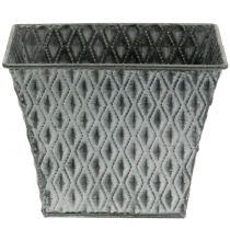 Article Pot en zinc avec motif de losanges H. 15 cm