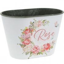 Jardinière, roses décoratives en pot, coupe fleurie L19cm H12.5cm