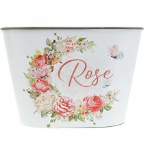 Article Jardinière, roses décoratives en pot, coupe fleurie L19cm H12.5cm