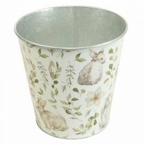 Pot de fleurs lapin Pâques cache pot métal Ø15.5cm H15cm