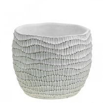 Article Jardinière Béton Blanc Vintage Nid d&#39;Abeille Pot de Fleur Décoratif H15cm Ø15cm