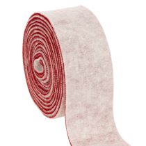 Article Charnière de pot bicolore en feutrine décorative 100 % laine, blanche et rouge, 7,5 cm de large, 5 m de long