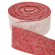 Article Charnière de pot bicolore en feutrine décorative 100 % laine, blanche et rouge, 7,5 cm de large, 5 m de long