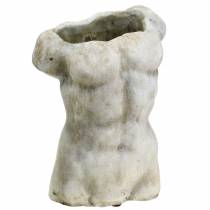 Cache-pot torse mâle gris 19×13,5cm H28cm