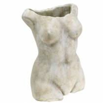 Cache-pot torse femelle gris 19 × 13,5cm H27cm