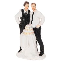 Article Figurine mariage hommes avec gâteau – décoration de 16,5 cm