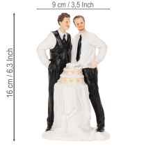 Article Figurine pour gâteau représentant un couple d'hommes avec un gâteau, 16,5 cm