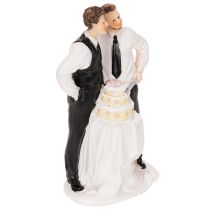 Article Figurine pour gâteau représentant un couple d'hommes avec un gâteau, 16,5 cm