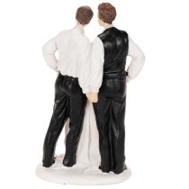 Article Figurine pour gâteau représentant un couple d'hommes avec un gâteau, 16,5 cm