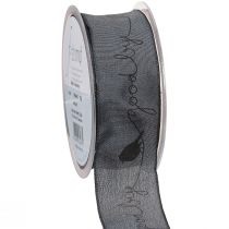 Article Ruban de deuil Au revoir ruban organza oiseaux noir 40mm 20m
