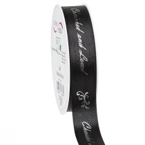 Article Ruban de deuil Inscription Noir Argent Chéri… 25mm 25m