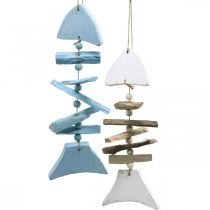 Décoration maritime poisson en bois flotté à suspendre 30cm lot de 2 pièces