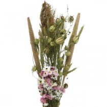 Bouquet de fleurs séchées rose, bouquet blanc de fleurs séchées H60-65cm