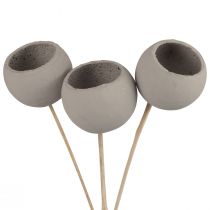 Article Fleurs séchées coupelles décoratives en forme de cloche sur tige gris 37cm 3pcs