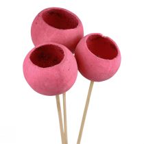 Article Fleurs séchées coupelles décoratives en forme de cloche sur tige rose 42cm 3 pcs