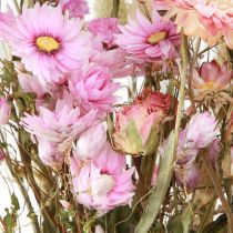 Article Bouquet de fleurs séchées Immortelles roses Lagurus Blé 55cm