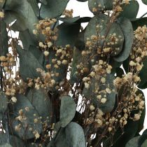 Article Bouquet de fleurs séchées eucalyptus gypsophile stabilisé 50cm vert