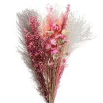 Bouquet de fleurs séchées rose blanc phalaris masterwort 80cm 160g