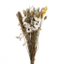 Article Bouquet de fleurs séchées fleurs de paille Phalaris blanc jaune 30cm