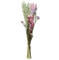 Bouquet de fleurs séchées fleurs de paille plage lilas rose 58cm