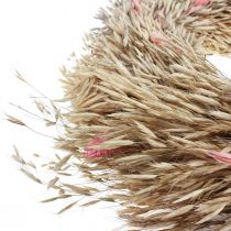 Couronne sèche avoine phalaris couronne rose naturel Ø44cm