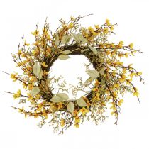 Porte couronne forsythia artificielle déco couronne jaune Ø48cm