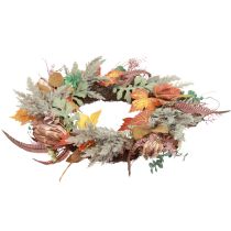 Article Couronne de porte Protea Couronne artificielle avec feuilles d&#39;automne Ø55cm