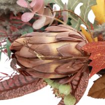 Article Couronne de porte Protea Couronne artificielle avec feuilles d'automne Ø55cm