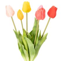 Article Bouquet de tulipes artificielles, coloré et réaliste, de haute qualité pour la maison, 43 cm, 7 pièces